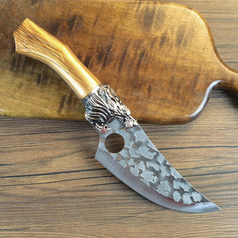 Cutit japonez de bucatarie IdeallStore®, Tiger Claw, 29 cm, maro, teaca piele ecologica [3]