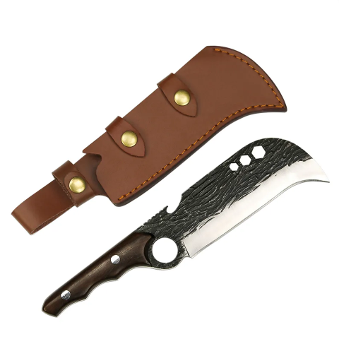 Cutite vanatoare - Cutit japonez lucrat manual IdeallStore®, Claw Blade, 27 cm, maro, teaca piele
