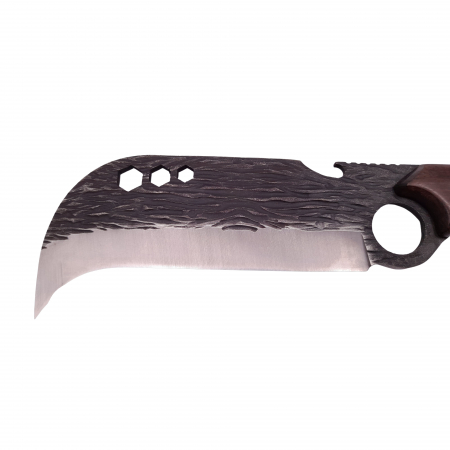 Cutit japonez lucrat manual, Claw of Osaka, 27.5 cm, maro, teaca piele inclusa [4]