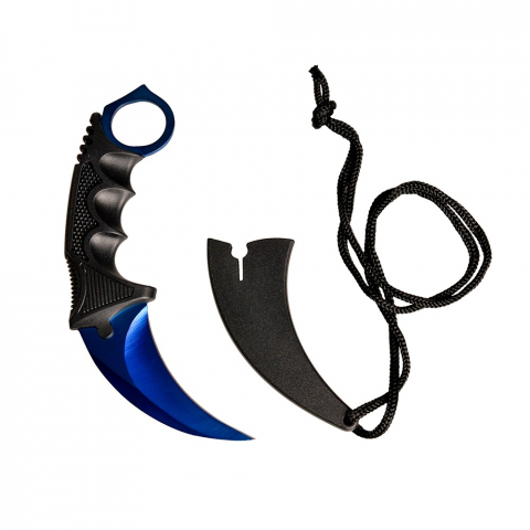 Cutit karambit cu tais CS:GO, teaca si snur de agatat, albastru metalic [2]