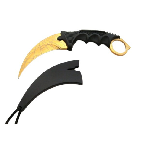 CASA SI GRADINA - Cuțit Karambit de antrenament, model auriu, design pânză de păianjen, 18,5 cm