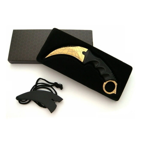 Cuțit Karambit de antrenament, model auriu, design pânză de păianjen, 18,5 cm [1]