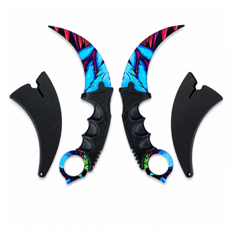 SPORT & TIMP LIBER - Set doua cutite karambit DEPOX®, 22 cm, multicolor, teaca inclusa