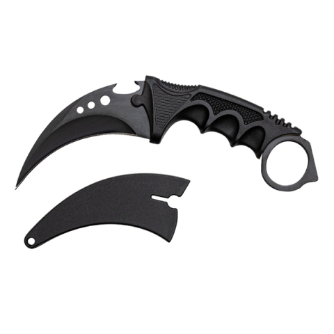 Set doua cutite karambit vanatoare DEPOX®, lamă fixă, oțel inoxidabil 420, negru/rainbow, 19 cm [1]