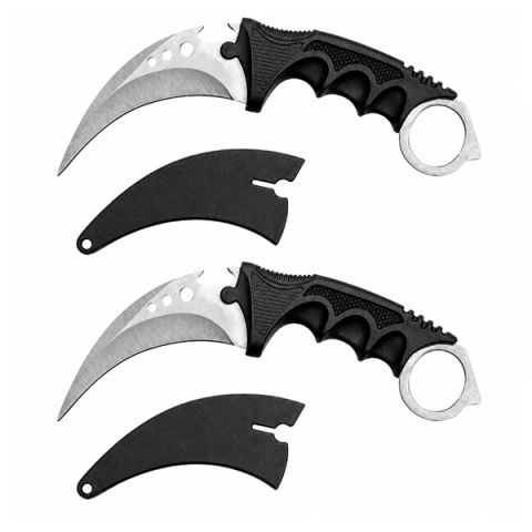Cutite vanatoare - Set doua cutite karambit vanatoare DEPOX®, lamă fixă, oțel inoxidabil 420, gri, 19 cm