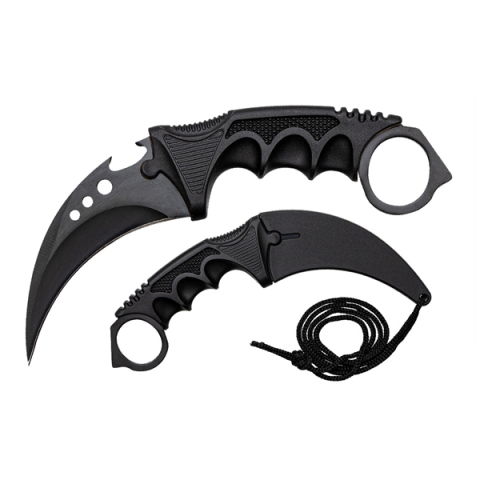 Set doua cutite karambit vanatoare DEPOX®, lamă fixă, oțel inoxidabil 420, negru/multicolor, 19 cm [6]