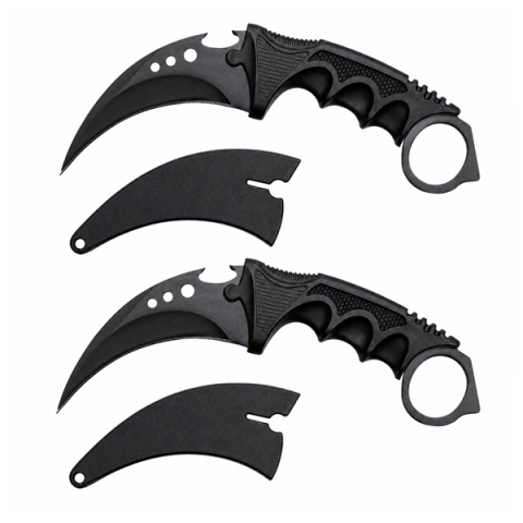 Cutite vanatoare - Set doua cutite karambit vanatoare DEPOX®, lamă fixă, oțel inoxidabil 420, negru, 19 cm