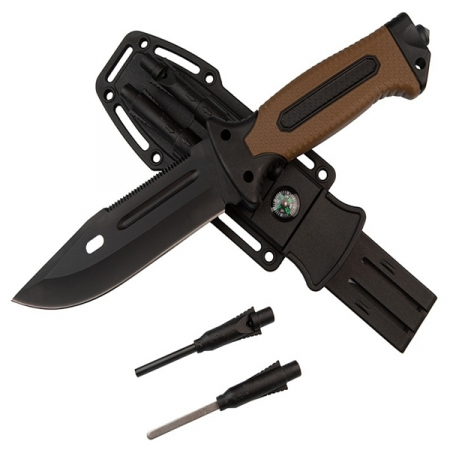 Cutite vanatoare - Cutit militar cu amnar si ascutitor , 27.5 cm  IdeallStore® , teaca multifunctionala
