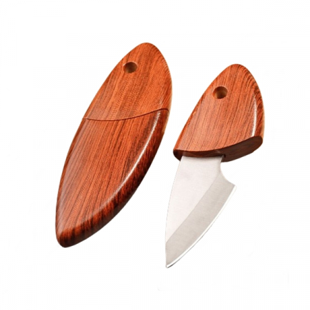 Cutit mini portabil, 10.5 cm,IdeallStore®, teaca lemn, otel inoxidabil [1]