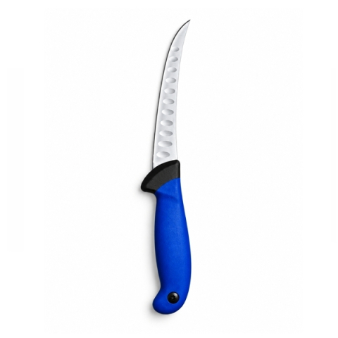 Set trei cutite pentru filetat DEPOX®, lamă curbată din oțel inoxidabil cu alveole, mâner ergonomic, 29 cm, albastru [2]