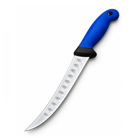 Set doua cuțite pentru filetat DEPOX®, lamă curbată din oțel inoxidabil cu alveole, mâner ergonomic, 29 cm, albastru/verde [3]
