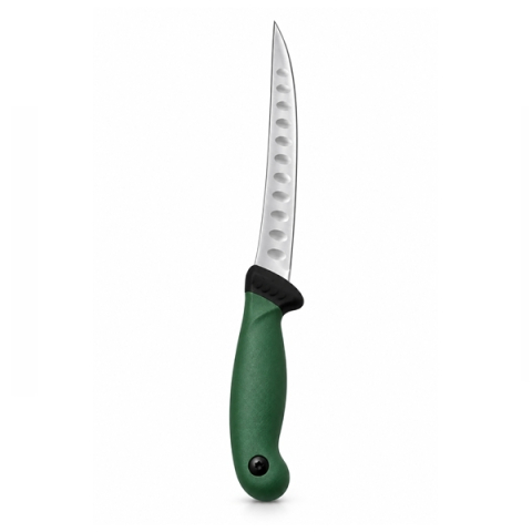 Set doua cuțite pentru filetat DEPOX®, lamă curbată din oțel inoxidabil cu alveole, mâner ergonomic, 29 cm, verde.gri [3]