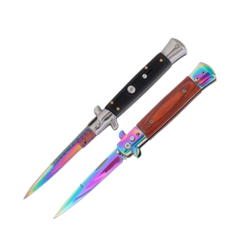 Bricege - Set doua cutite pliabile cu arc, DEPOX®, design italian clasic, husă inclusă, 22 cm, multicolor