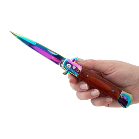 Cuțit pliabil cu arc sicilian,  DEPOX®, lamă curcubeu, oțel inoxidabil 420, deschidere automată, 22 cm [5]