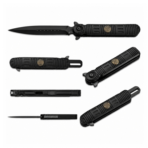Cutit pliabil de vânătoare DEPOX®, mâner aluminiu, negru, 24.5 cm [2]