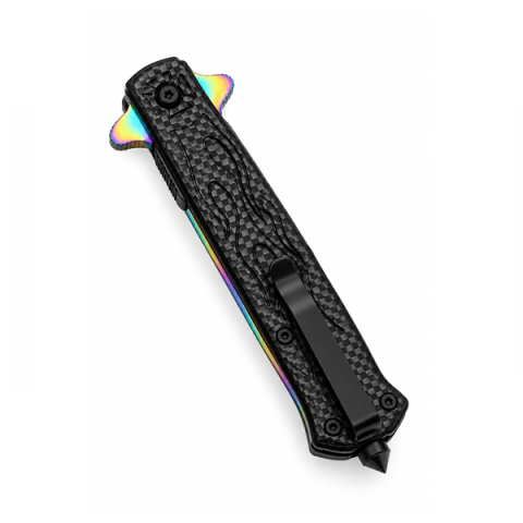 Set doua cutite pliabile de vânătoare DEPOX®, mâner aluminiu, rainbow rosu, 23 cm [4]