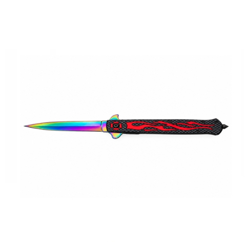 Cutit pliabil de vânătoare DEPOX®, mâner aluminiu, rainbow rosu, 23 cm [1]