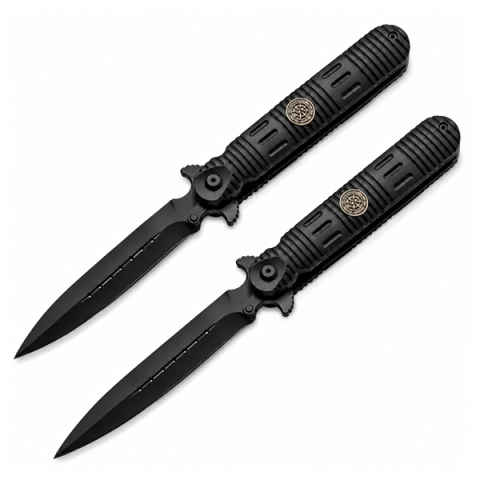 SPORT & TIMP LIBER - Set doua cutite pliabile de vânătoare DEPOX®, mâner aluminiu, negru, 24.5 cm