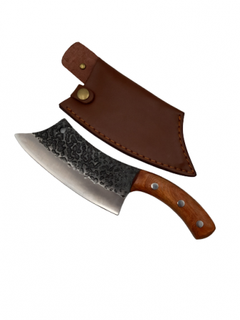 Cutit-satar, japonez, IdeallStore®, forjat manual, full tang 26 cm, otel inoxidabil, maner lemn, husa piele [1]
