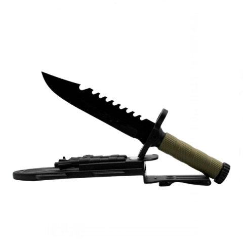 CASA SI GRADINA - Cutit supravietuire cu ascutitor,busola,fluier si amnar, IdeallStore®, 31 cm, teaca inclusa