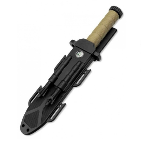 Cutit supravietuire cu ascutitor,busola,fluier si amnar, IdeallStore®, 31 cm, teaca inclusa [3]