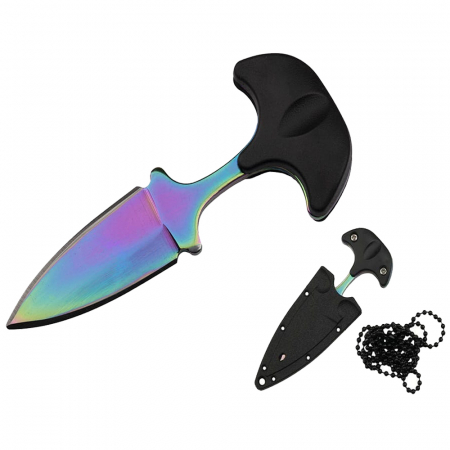 Cutit tactic de camping IdeallStore®, Rainbow Valley, 7.5 cm, negru, teaca inclusa [7]