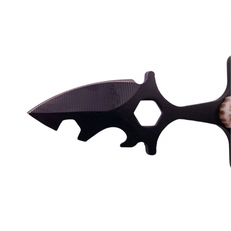 Cutit tactic de vanatoare IdeallStore®, Broken Silence, 8 cm, negru, teaca cu lant inclusa [5]