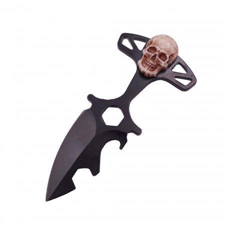 Cutit tactic de vanatoare IdeallStore®, Broken Silence, 8 cm, negru, teaca cu prindere curea [2]