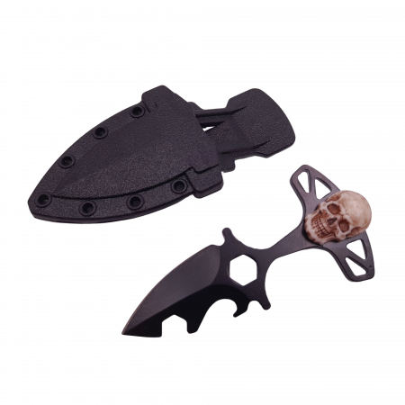 Cutite vanatoare - Cutit tactic de vanatoare IdeallStore®, Broken Silence, 8 cm, negru, teaca cu prindere curea