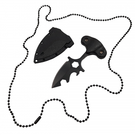 Cutite vanatoare - Cutit tactic de vanatoare IdeallStore®, Broken Trust, 8 cm, negru, teaca cu lant inclusa