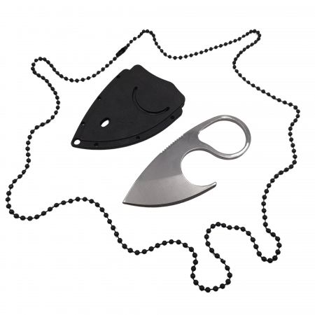 Cutite vanatoare - Cutit tactic de vanatoare IdeallStore®, Broken Trust, 8 cm, teaca cu lant inclusa, argintiu