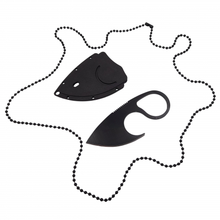 Cutite vanatoare - Cutit tactic de vanatoare IdeallStore®, Broken Trust, 8 cm, teaca cu lant inclusa, negru