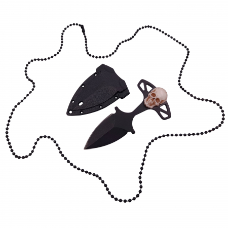 Cutite vanatoare - Cutit tactic de vanatoare IdeallStore®, Dead Silence, 8 cm, negru, teaca cu lant inclusa