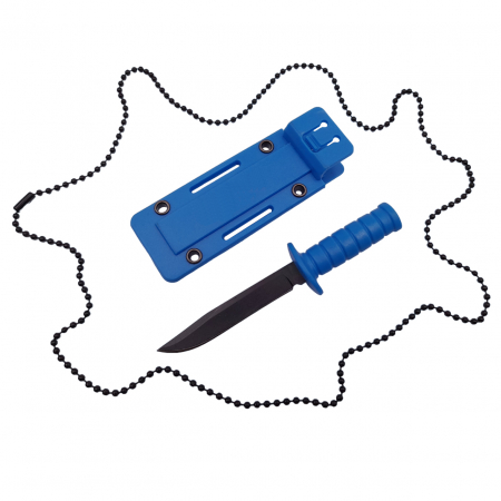 Cutite vanatoare - Cutit tactic de vanatoare IdeallStore®, Military Convoy, 10 cm, teaca cu lant inclusa, albastru