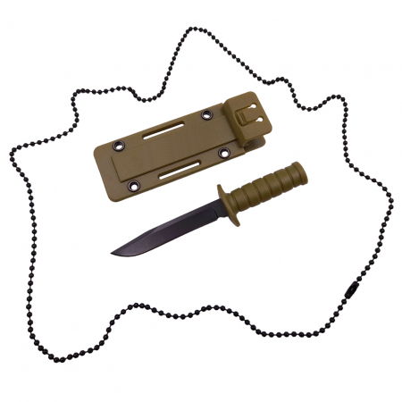 Cutit tactic de vanatoare IdeallStore®, Military Convoy, 10 cm, teaca cu lant inclusa, kaki
