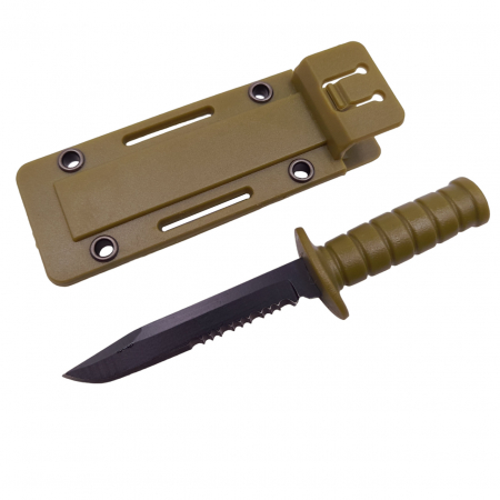 Cutit tactic de vanatoare IdeallStore®, Military Specialist, 10 cm, teaca cu lant inclusa, kaki [1]