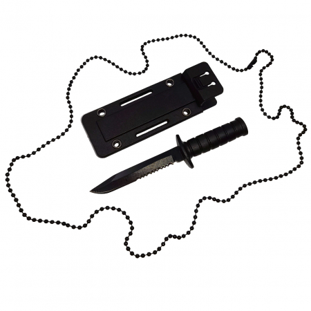 Cutite vanatoare - Cutit tactic de vanatoare IdeallStore®, Military Specialist, 10 cm, teaca cu lant inclusa, negru