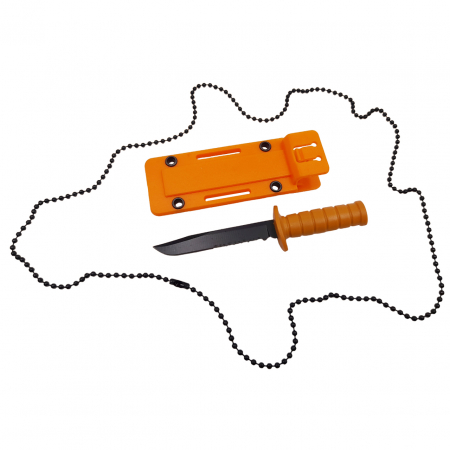 Cutite vanatoare - Cutit tactic de vanatoare IdeallStore®, Military Specialist, 10 cm, teaca cu lant inclusa, portocaliu