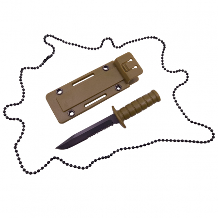 Cutite vanatoare - Cutit tactic de vanatoare IdeallStore®, Military Specialist, 10 cm, teaca cu lant inclusa, kaki