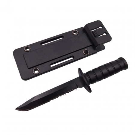Cutit tactic de vanatoare IdeallStore®, Military Specialist, 10 cm, teaca cu lant inclusa, negru [1]