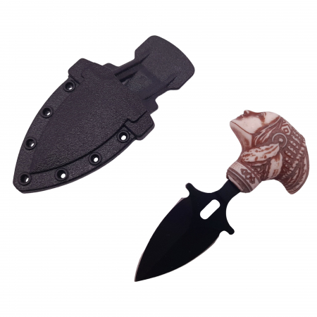 Cutite vanatoare - Cutit tactic de vanatoare IdeallStore®, Shaman Goddess, 8.5 cm, negru, teaca cu prindere curea