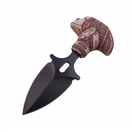Cutit tactic de vanatoare IdeallStore®, Shaman Goddess, 8.5 cm, negru, teaca cu prindere curea [2]