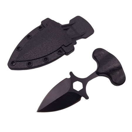 Cutite vanatoare - Cutit tactic de vanatoare IdeallStore®, Spear Trap, 8 cm, negru, teaca cu prindere curea