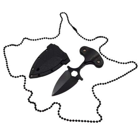 Cutite vanatoare - Cutit tactic de vanatoare IdeallStore®, Special Force, 8 cm, negru, teaca cu lant inclusa