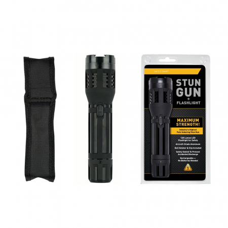 Electrosoc autoaparare cu lanterna IdeallStore®, Saber Power, 5000 KW, negru, aluminiu, husa inclusa [1]