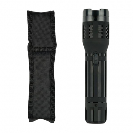 SPORT & TIMP LIBER - Electrosoc autoaparare cu lanterna IdeallStore®, Saber Power, 5000 KW, negru, aluminiu, husa inclusa