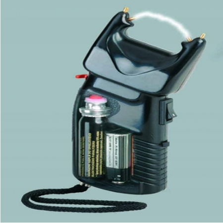 Electrosoc cu spray lacrimogen 2 in 1, IdeallStore®, 200.000 V, Negru [2]