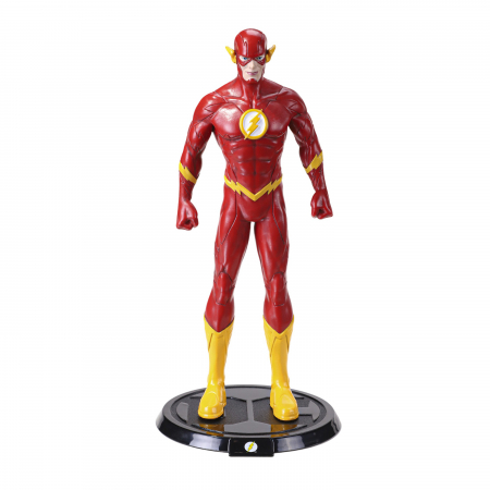 Figurine si masinute duble - Figurina articulata de colectie The Flash, Fastest Man Alive, 18 cm, rosu, stativ inclus