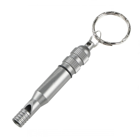 Accesori camping & drumetii - Fluier metalic de urgență, inel pentru chei, 7.6 cm