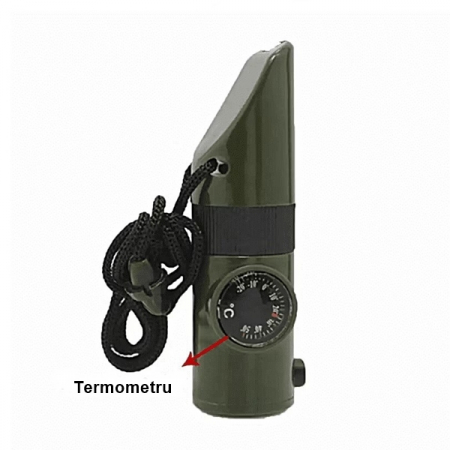 Fluier multifunctional 8 in 1, IdeallStore®, Fluier, Busola, Lanterna, Termometru,10 cm [2]